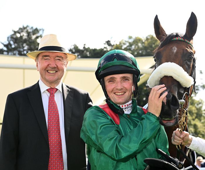 Dermot Weld and Chris Hayes pictured with Tahiyra