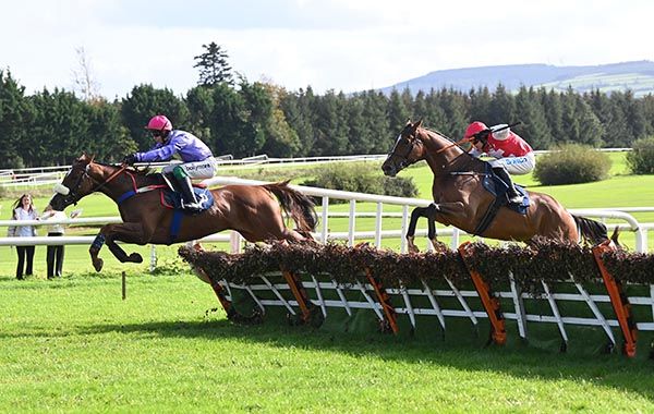 Perzzini and JJ Slevin win the Gowran Park Maiden Hurdle Healy Racing 