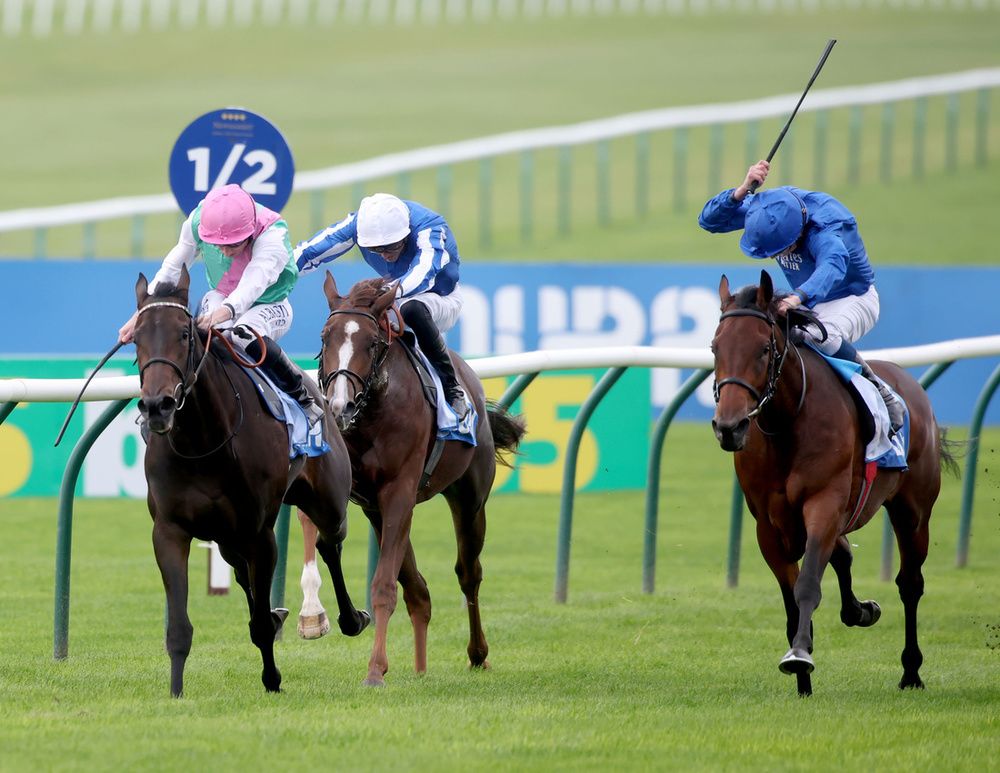 Dance Sequence and William Buick right winning the Oh So Sharp Stakes.