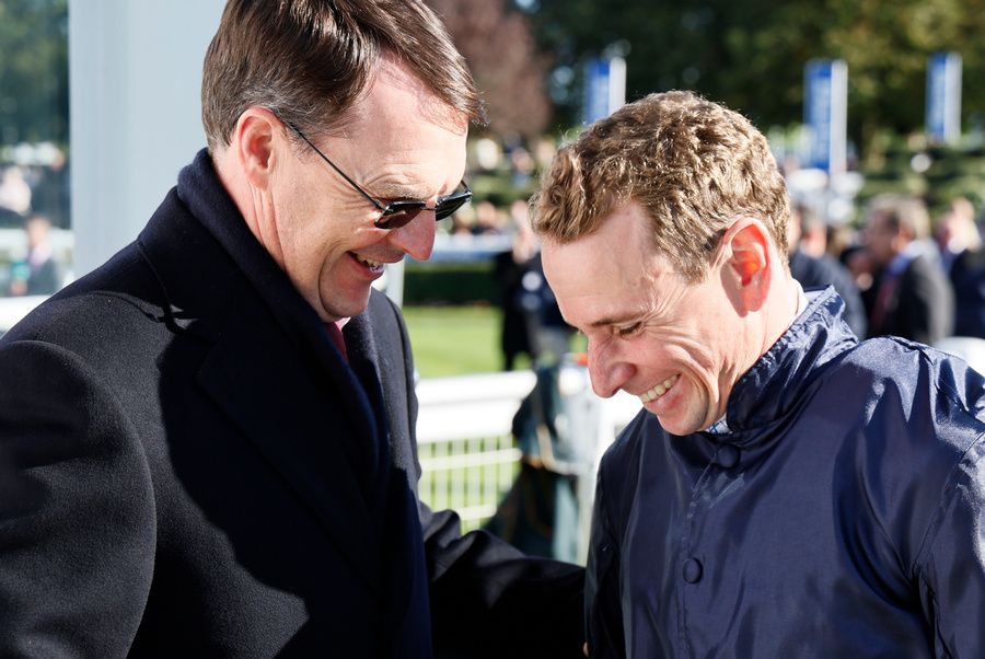 Aidan O'Brien and Ryan Moore after City Of Troy won at Newmarket