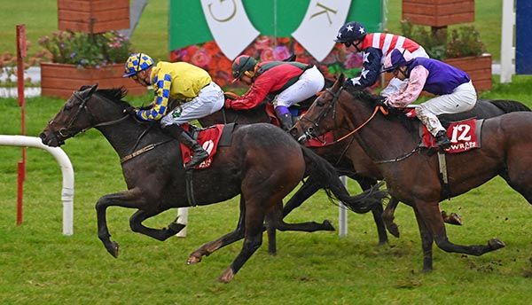 Angel On Fire and Cian MacRedmond near win the Racing Club Membership Handicap from Pink Socks Healy Racing Photo