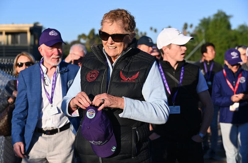 Santa Anita Breeders Cup 2-November-2023.The scene at morning work ahead of the Breeders Cup with trainer Jessica Harrington ahead of Givemethebeatboys.Healy Racing