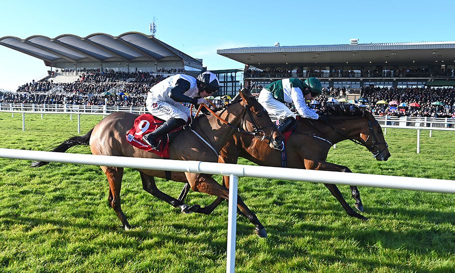 Nurburgring and Richie Deegan (far side) beat off Kala Conti 