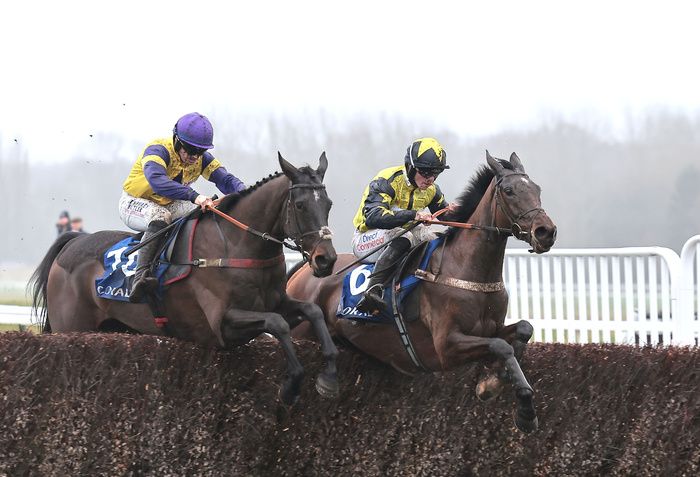 Surrey Quest and James Bowen (right) seen winning at Newbury