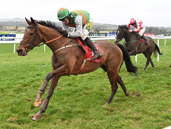 Silent Flight approaches the winning post