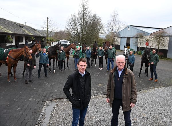 Willie Mullins and Paul Townend pictured with the 9 Cheltenham Festival winners from Closutton