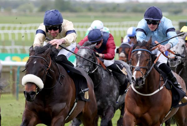 Washington Heights and Tom Eaves (left) winning The Connaught Access Flooring Abernant Stakes Newmarket 18.4.24Healy Racing