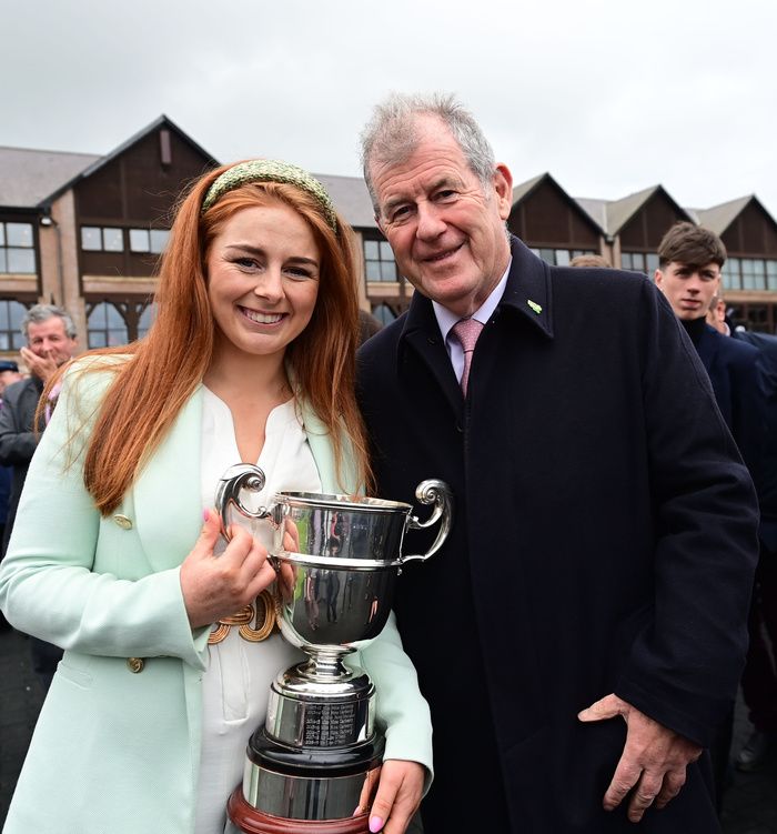 Punchestown 4-May-2024 Irish National Hunt Champions Awards 2023-2024Jody Townend Leading Lady Rider with Owner JP McManusHealy Racing