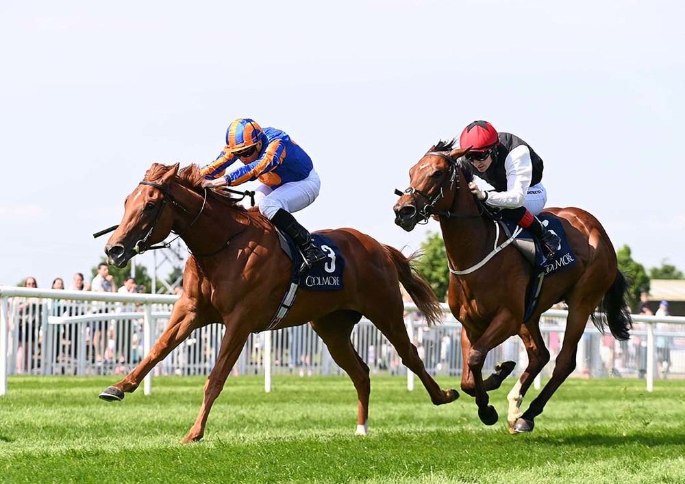 Fairy Godmother and Ryan Moore win for trainer Aidan O Brien and Owners Coolmore from Sparkling Sea Healy Racing