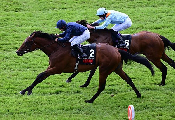 Curragh 30-6-24  Henri Matisse & Wayne Lordan win the Group 2 Gain Railway Stakes from The Strikin Viking & Tom Eaves(Photo HEALY RACING)