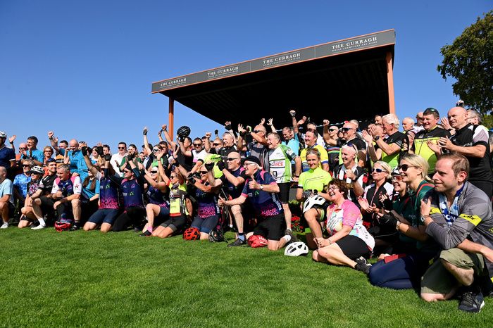 Cyclists after completing the Curragh To Curragh Charity Cycle 