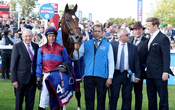 Doncaster 14-September-2024 Betfred St LegerJan Brueghel and Sean Leavy win for trainer Aidan O'Brien from Illinios.Healy Racing