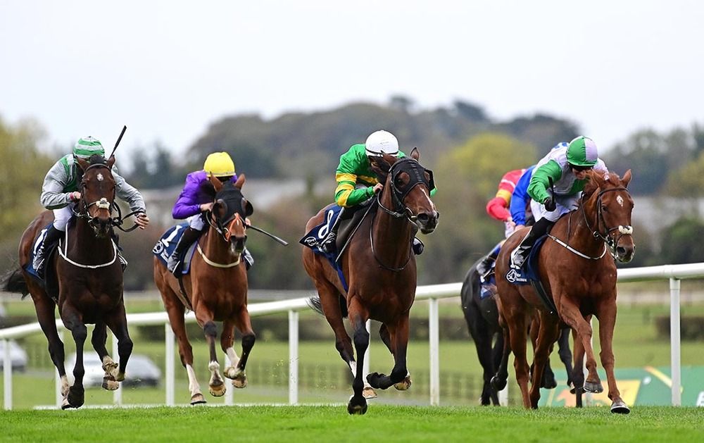 Comfort Zone (white cap) won last year's renewal of the Colm White Bookmaker Beggar's End Handicap at Naas