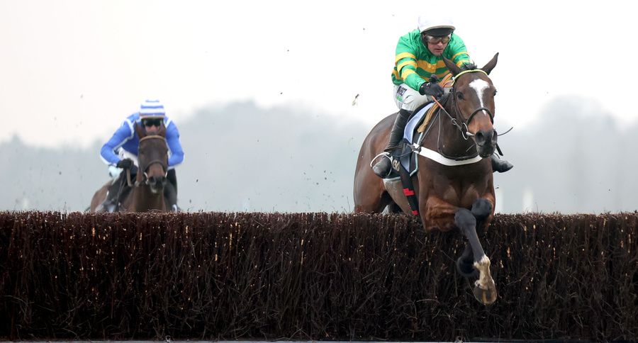 Ascot 18-January-2025 BetMGM Clarence House Chase (Grade 1)Jonbon and Nico de Boinville win from Energumene for trainer Nicky Henderson.Healy Racing