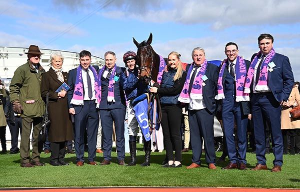Kopek Des Bordes with the McCarthy family after his win at Cheltenham