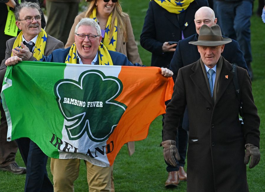 Cheltenham 12-March-2025 Trainer Willie Mullins after Bambino Fever won the bumper.Healy Racing