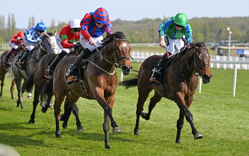 Newbury 12-April-2025Ebt's Guard and Lewis Edmunds win for trainer William & Grassick from Urban Lion.Healy Racing