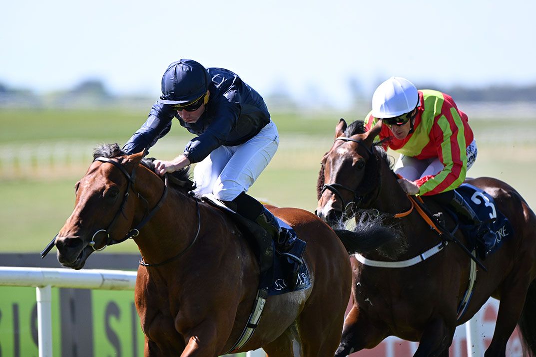 Curragh 5-May-2025Officer and Ryan Moore win for owners Coolmore and trainer Aidan O'Brien.Healy Racing
