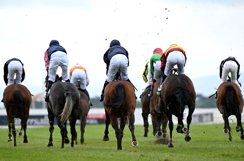 Curragh 24-May-2025Storm Boy and Ryan Moore (centre) trail home last behind James's Delight.Healy Racing