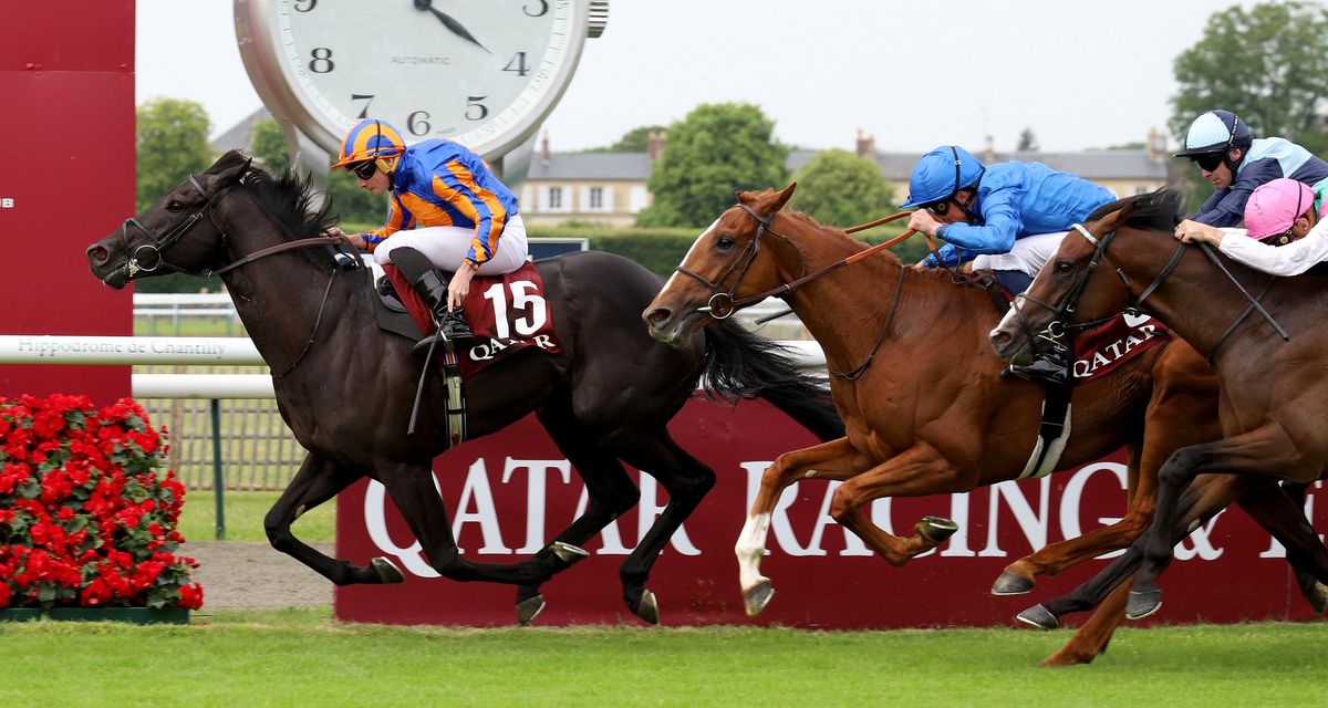 Chantilly 1-June-2025Camille Pissarro and Ryan Moore win for owners Coolmore and trainer Aidan O'Brien from Caulificar and Detain.Healy Racing