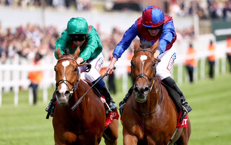 Epsom 6-June-2025 The Betfred Coronation Cup (Group 1)Jan Brueghel and Ryan Moore win for owners Coolmore and trainer Aidan O'Brien from Calandagan.Healy Racing