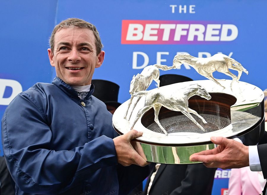 Epsom 7-June-2025  The Betfred Derby (Group 1)Lambourn winning rider Wayne Lordan.Healy Racing
