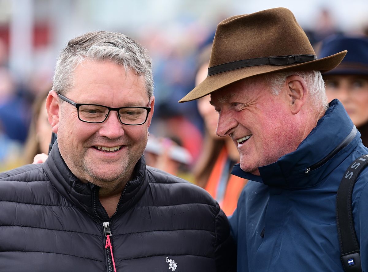 Galway 30-July-2025Luke McMahon and Willie Mullins after Hipop De Loire won.Healy Racing