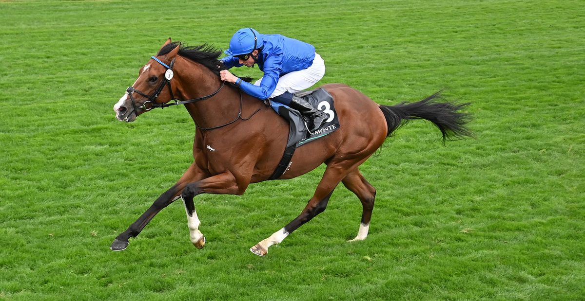 York 20-August-2025 The Juddmonte International (Group 1)Ombudsman and William Buick win for owners Godolphin and trainer John & Thady Gosden.Healy Racing