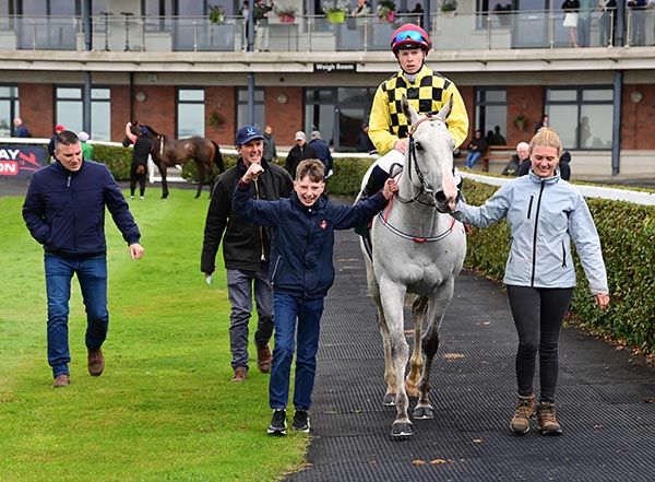 Little Queenie is led in by Ciara Flynn and Sean O'Flaherty 
