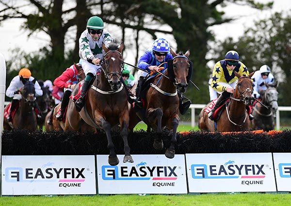 Navy Waves and Ryan Treacy, blue and white, in winning form