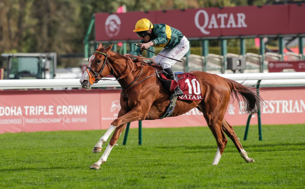 Consent and Luke Morris win the G1 Qatar Prix De Royallieu for trainer Mark Prescott 