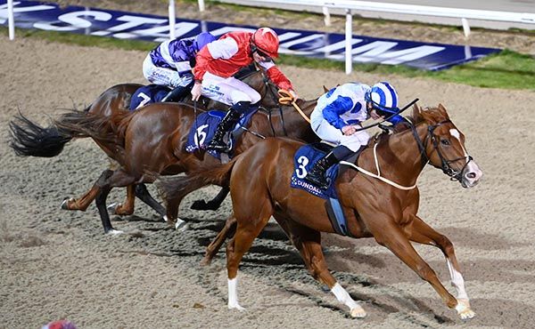 How'sthebai races towards the line