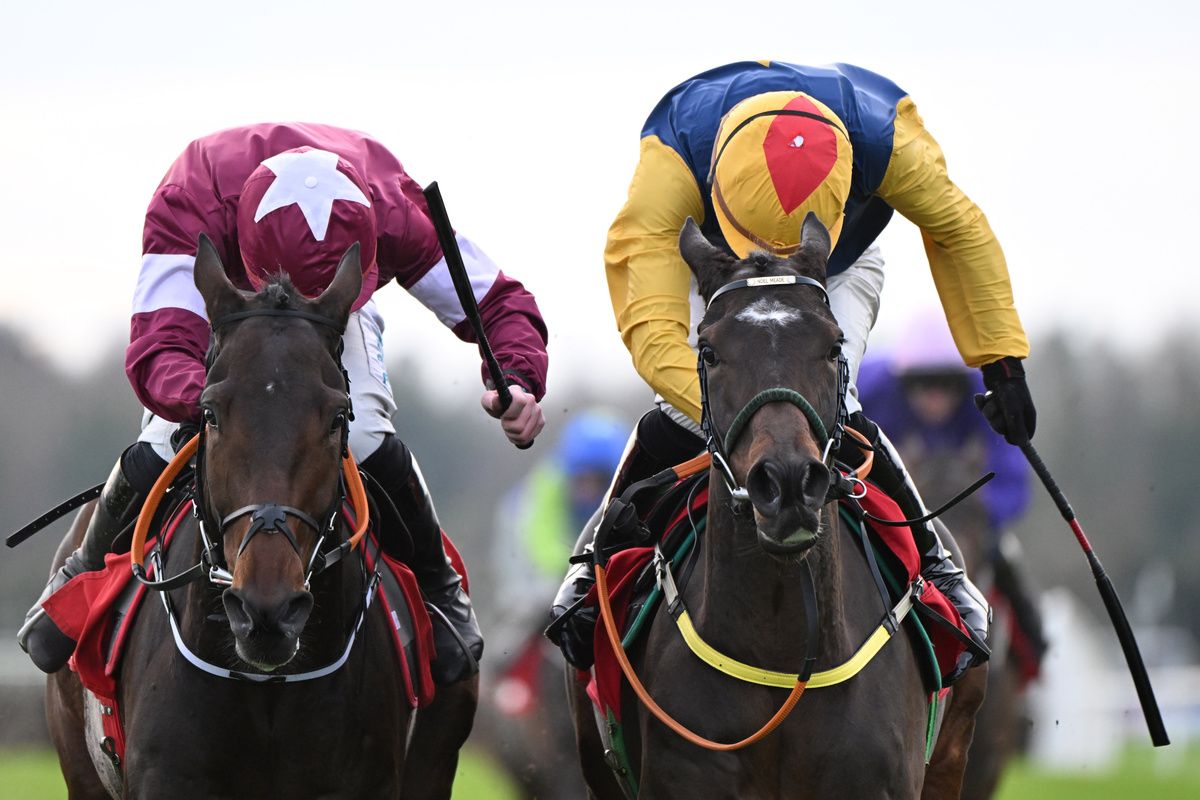 Fairyhouse 30-November-2025Koktail Brut and Jack Kennedy (left) beats off Blake (Donagh Meyler) for trainer Gordon Elliott.Healy Racing