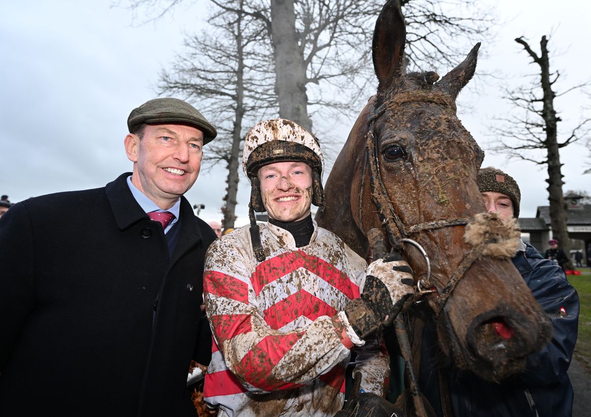 Now Is The Hour and Eoin Staples won the Goffs Thyestes Handicap Steeplechase