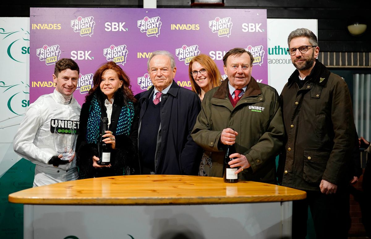 Nicky Henderson (second from right) after Constitution Hill's win at Southwell