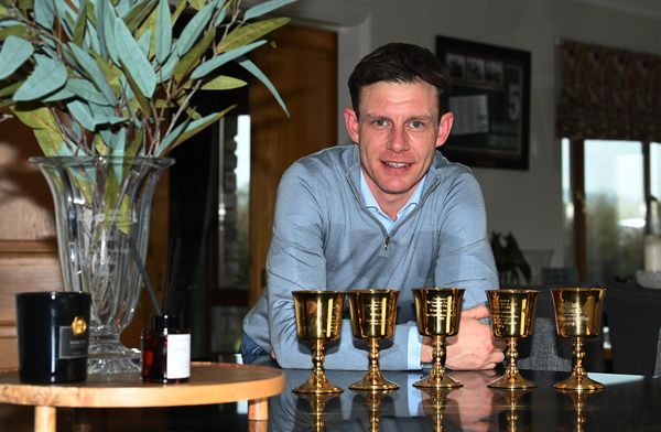 Paul Townend with his five career Cheltenham Gold Cups