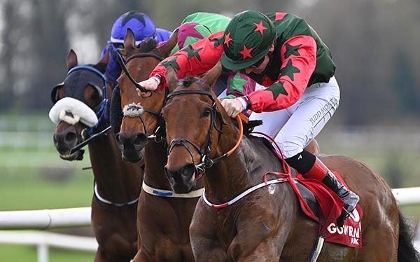 Matt Connor (nearest) is driven out by Colin Keane