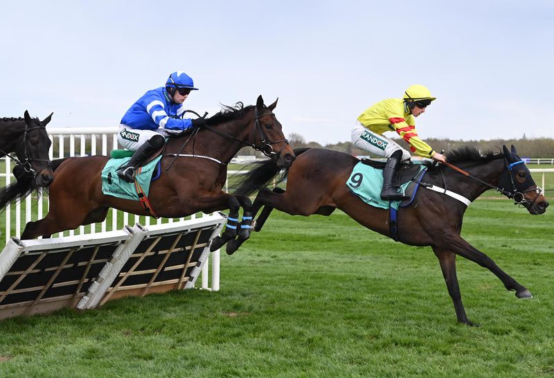 Laafi (blue) was first passed the post at Aintree recently 
