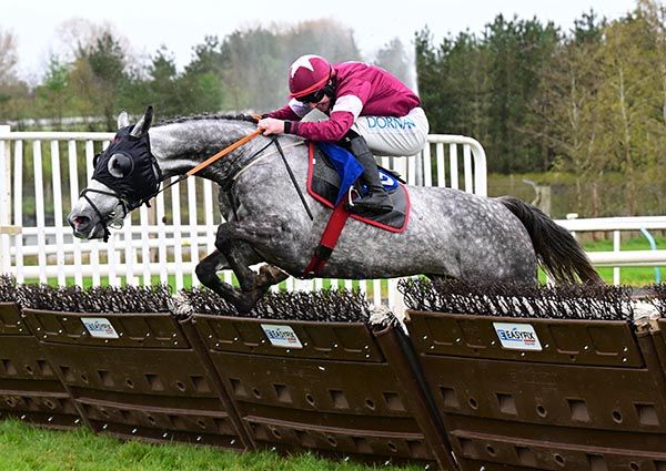 He Can't Dance clears the last for Jack Kennedy  