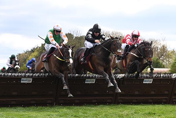 Kalix Delabarriere (right) tackles I'm Slippy (centre) and Messerschmitt (left) at the last