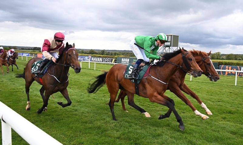 Namiid and Ben Coen (green), with a loose horse and Xerling (left)