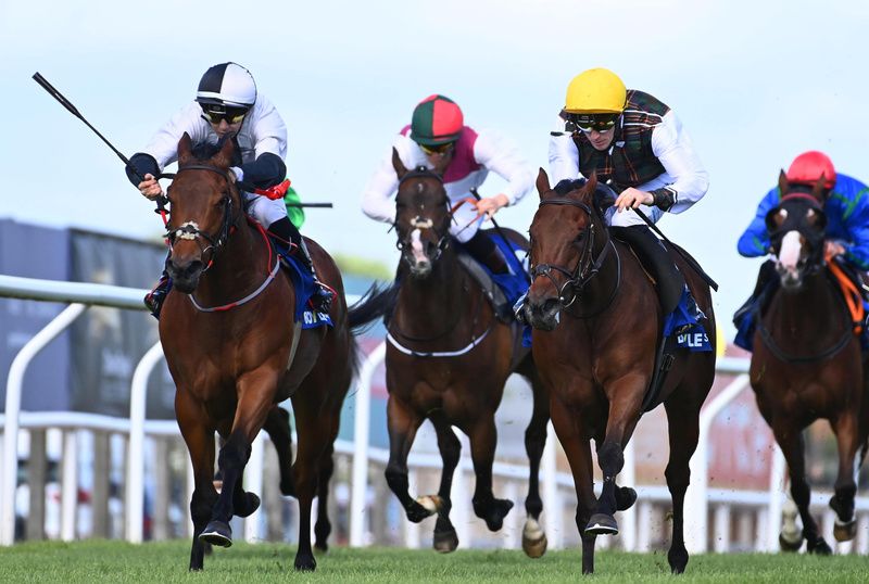 Cashel Blue and Billy Lee (yellow cap) win for trainer Ken Condon