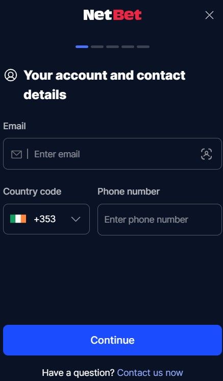 NetBet Casino Registration Form