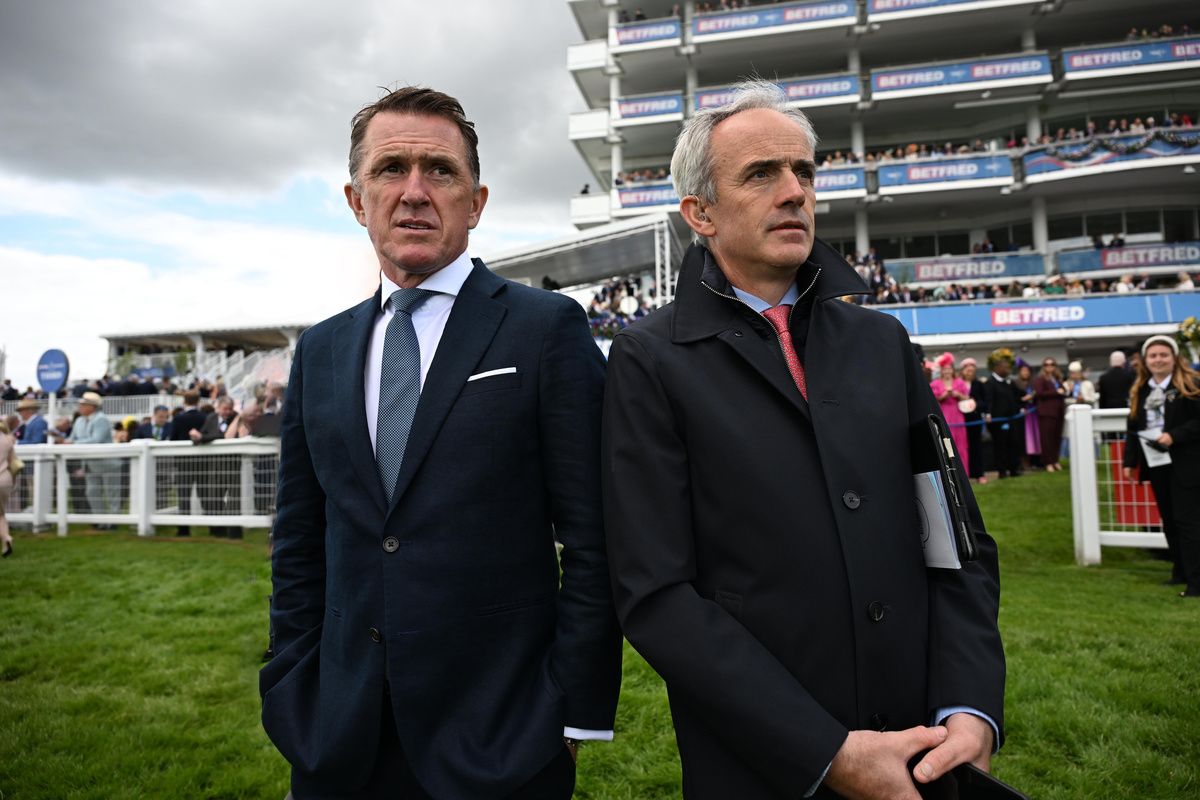 Epsom 5-June-2026 Betfred Oaks (Group 1)AP McCoy and Ruby Walsh welcome back Dylan Browne McMonagle after his Oaks win aboard Thundering On.Healy Racing