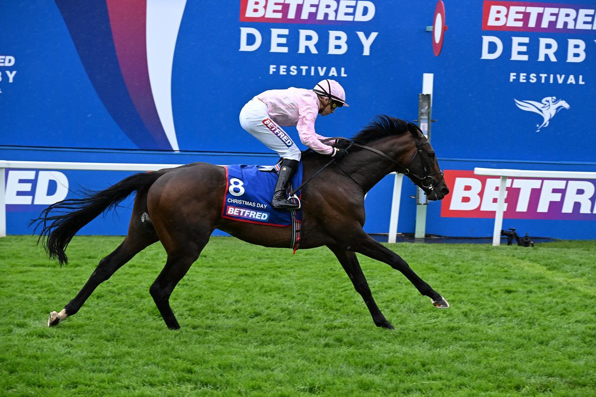 Epsom 6-June-2026 Betfred Epsom Derby (Group 1)Christmas Day and Ronan Whelan win for trainer Aidan O'Brien and owners Coolmore.Healy Racing