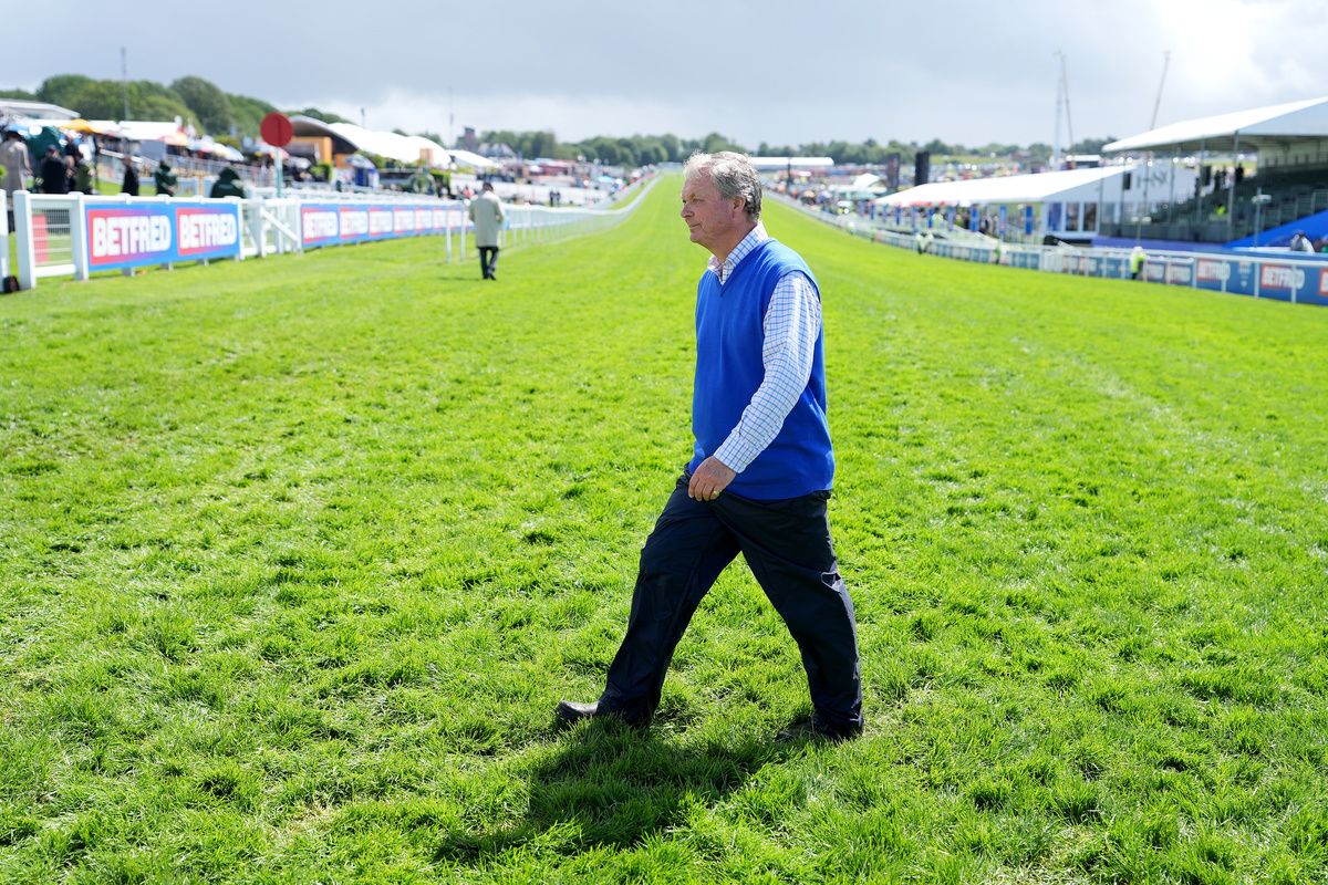  Haggas walking the track ahead of Maltese Cross finishing 2nd to Christmas Day 