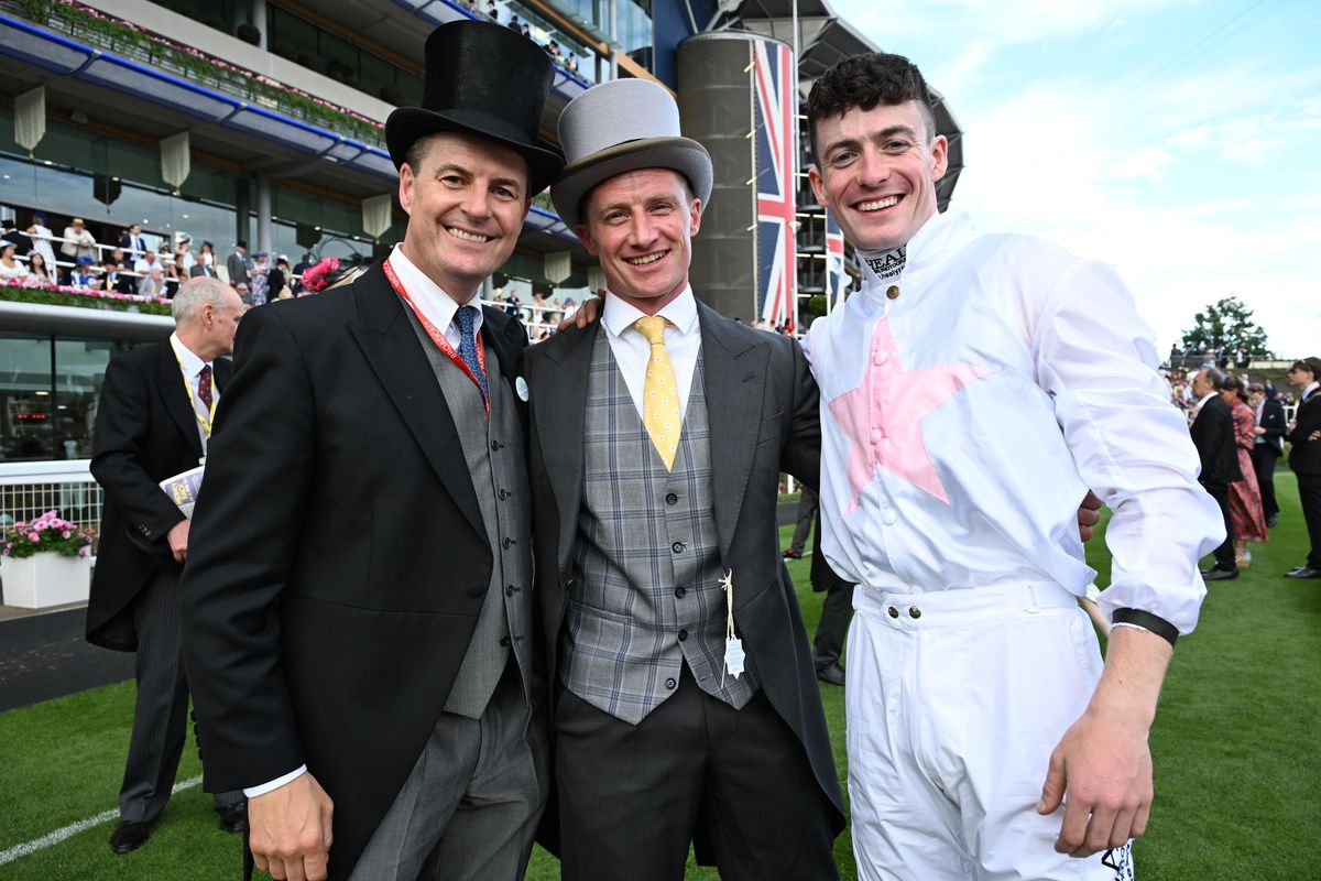 16-6-26 Royal Ascot.Fran Berry, Denis Hogan and Joey Sheridan after Kizlyar won the Ascot Stakes.Healy Racing Photo