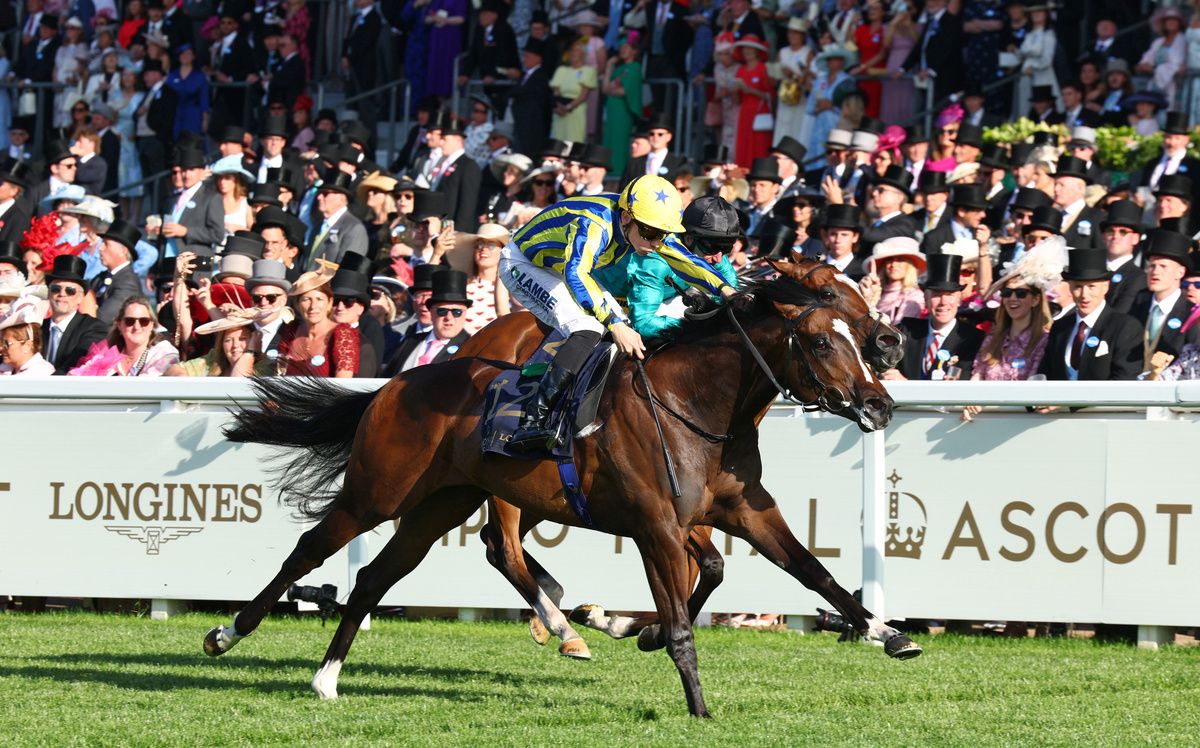 17-6-26 Royal Ascot.King Of Cloughan and Billy Loughnane win the Windsor Castle Stakes (Listed) from Moonrise (far).Healy Racing Photo
