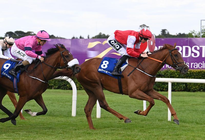 Johnny Soda just before the winning post