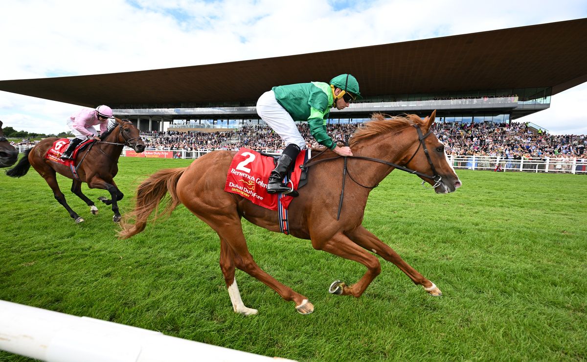Benvenuto Cellini winning the Irish Derby in front of a crowd of 11,323